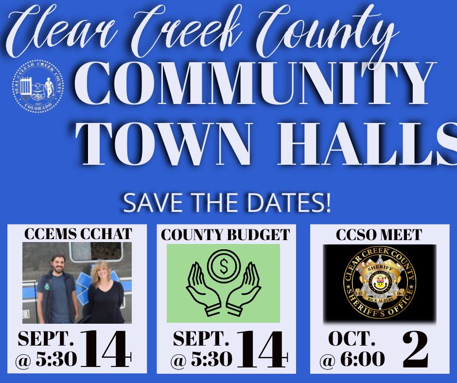 A flyer with dates of the upcoming town halls