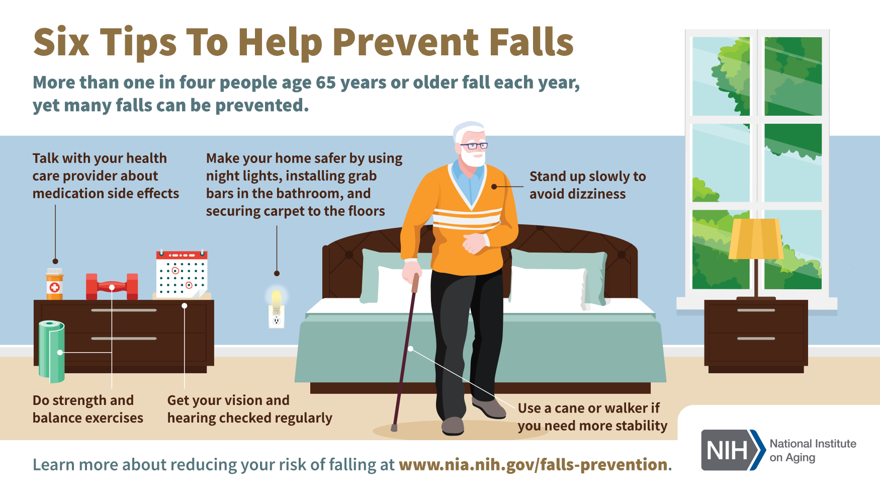 An infographic that shows ways to prevent falls.